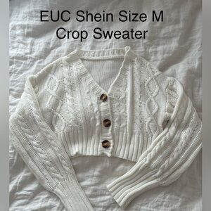 SHEIN Cream Cable Knit Cardigan